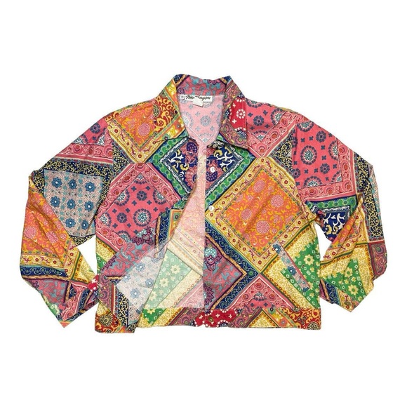 Vintage colorful patchwork paisley & floral print jacket - Picture 2 of 4